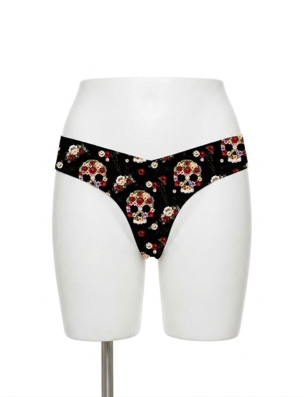 NEW COMMANDO women's printed low rise thong in bloom & skull